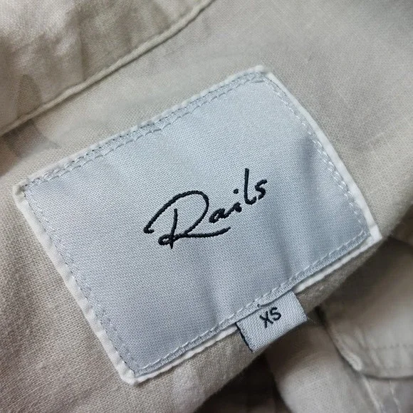 Rails Everett Desert Camo Shirt Women's XS Beige Linen Blend Utility Military - Picture 7 of 8